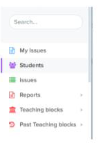 Screenshot showing the Students tab highlighted in grey